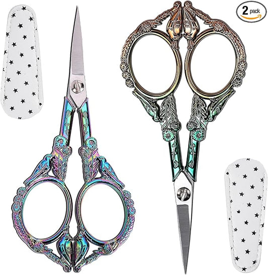 Small Embroidery Scissors with Cover -Cute and Comfortable handles with Sturdy and Sharp Tips for Precise Cutting, Perfect Size for Keeping in Your Sewing and Craft Supplies Kit