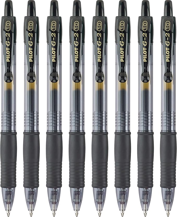 Pilot G2 Premium Gel Pens, Black Pens, Bold Point 1 mm, 8 Black