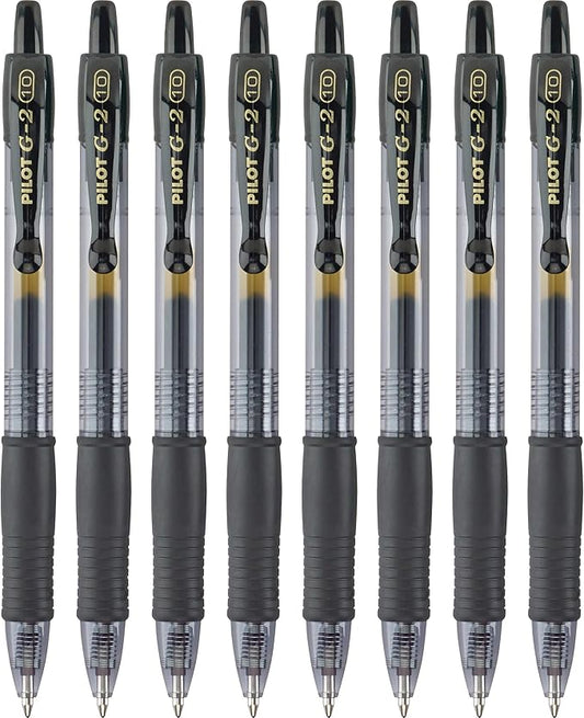 Pilot G2 Premium Gel Pens, Black Pens, Bold Point 1 mm, 8 Black