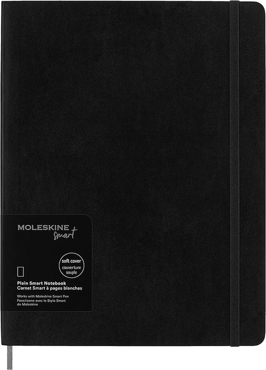 Moleskine Smart Notebook, Extra Large, Plain, Black, Soft Cover (7.5 x 10)