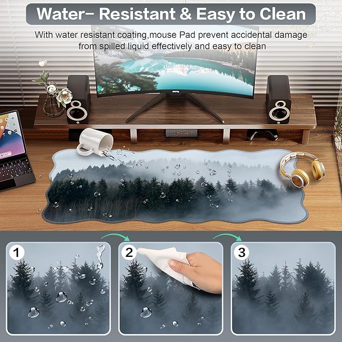 Gaming Mouse Pad, Large Mouse Pad XXL 35.4×15.7in, Extended Computer Keyboard Mouse Mat Desk Pad for Laptop with Stitched Edges, Waterproof Mousepad for Gamer Home&Office Women