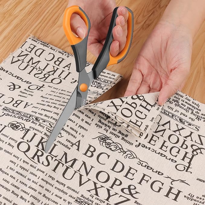 Titanium Scissors, Premium 8.6” All Purpose Scissors, Ultra Sharp Stainless Steel Blades, Comfortable Grip, Great for Craft, Office, School and Everyday Use, Black/orange, 21.8cm, Pack of 3