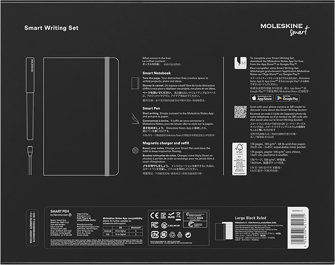 Moleskine Smart Writing Set with Improved Battery – 2024 Edition | Smart Notebook & Smart Pen for Digital Note-Taking | Works Notes App Smart Notebooks Only