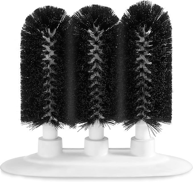 New Star Foodservice 54484 Triple Brush Bar Glass Washer - 3 Brushes - Suction Base, Non-Battery