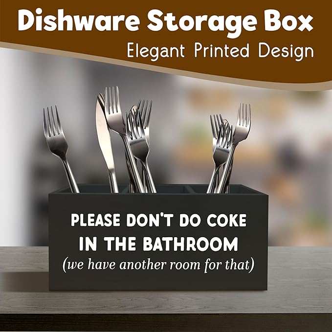 Funny Bathroom Decor Signs Please Don't Do Coke in The Bathroom Shelf Decor, Funny Desk Pen Holder, Funny Signs Office Wooden Pen Holder