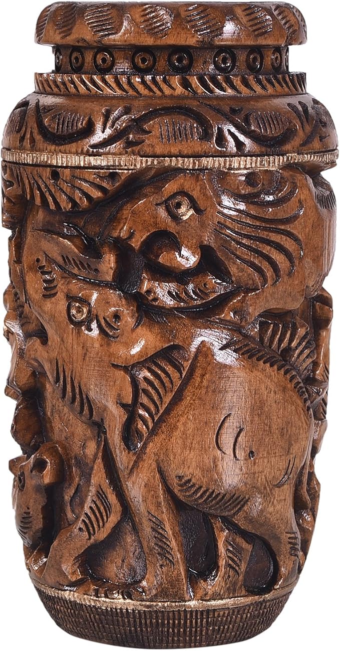 Craft Trade Hand Carved Wood Pencil Holder for Desk Organizer for Home School Office Supplies Pen Pot Storage Box Suitable for Stationery - Natural Wood