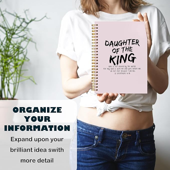 BearCake Prayer Journal for Woman,Christian Bible Journal,Christian Gifts for Women, Bible Notebooks for Note Taking, Daughter of the King,Spiral bible Notebook 5.5x8.3 Pink