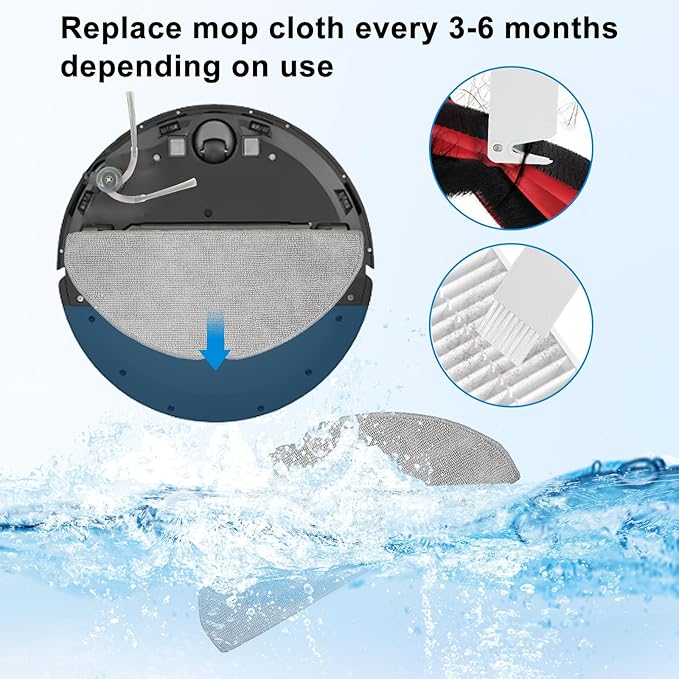 BEBEMOR Q7 M5 Replacement Parts for Roborock Q7 M5+, L5/L5+Series Robot Vacuum Accessories，2 Main Brush+4 Filter+4 Mop Pads+6 Side Brush,1 Clean Tool,1 Screwdriver 18PCS
