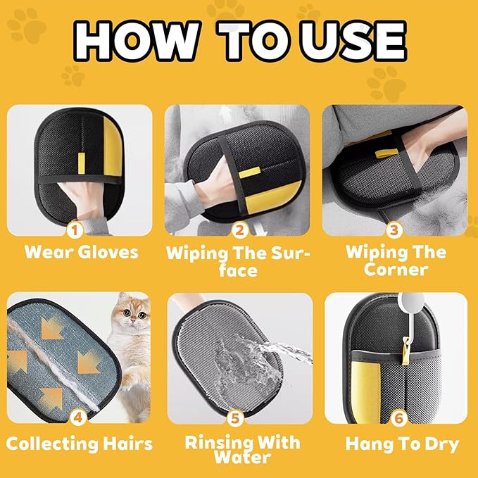 Mejreiik Pet Hair Removal Glove,Magic Brush Pet Hair,electrostatic pet Hair Remover Glove,Laundry/Couch/Carpet/Car Seat for 2025 New Reusable Magic Brush Cat & Dog Remover Tool(2 Pcs)