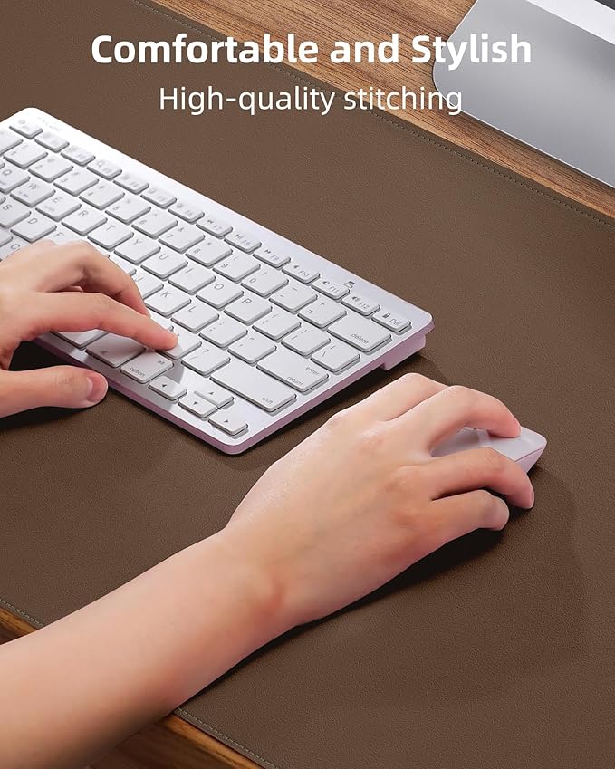 Leather Desk Pad & Protector, Mouse Pad & Office Mat - Non-Slip PU Leather Desk Blotter & Laptop Pad - Waterproof Writing Pad for Office & Home (Dark Khaki, 31.5" x 15.7")