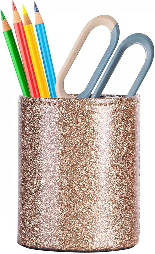 Pen Organizer, PU Leather Pencil Cups for Desk for Cosmetics Office Supplies,Make Up Brush Holder Organizer PH109