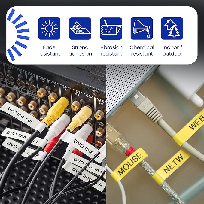Brother Genuine P-Touch TZe, Black Print on White, Flexible ID Laminated Label Tapes (TZeFX241), ~3/4in x 26.2ft (18mm x 8m) for Select P-Touch Label Makers, Durable, for Cable Wrap, Water-Resistant