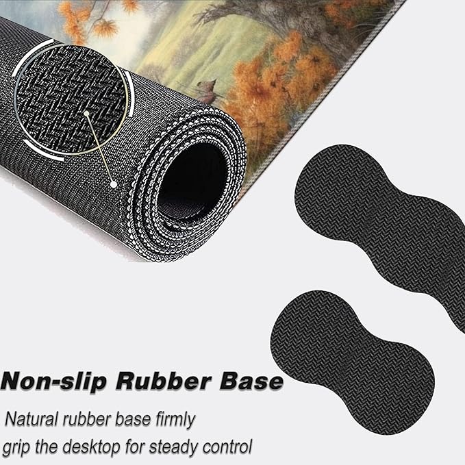 Keyboard Mouse Pad Set,Large Mouse Pad+Keyboard Wrist Rest+Wrist Support+Coaster,31.5x11.8in Extended Desk Mat for Computer Laptop Office Home-Highland Cow