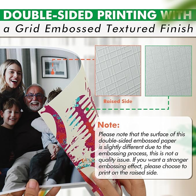 Koala Thick Grid Embossed Textured Double-sided Photo Paper 8.5x11 Inches 69LB Heavyweight 50sheets 260GSM Compatible with Inkjet Printer