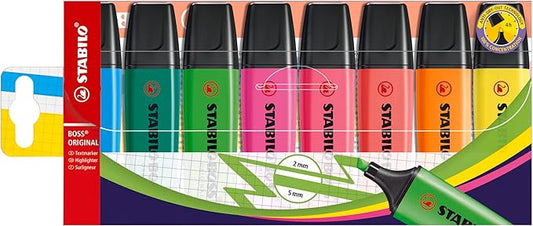 STABILO Highlighter BOSS ORIGINAL - Pack of 8 - Assorted Colors