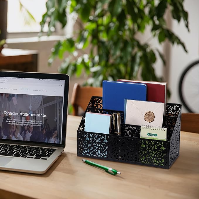 Mail Organizer Countertop, Modern Mail Holder Countertop, Desk Organizers and Accessories, Boho Desk Accessories, Bill Mail Papers Letters Organizer, Mail Sorters, Pencil holders(Black)