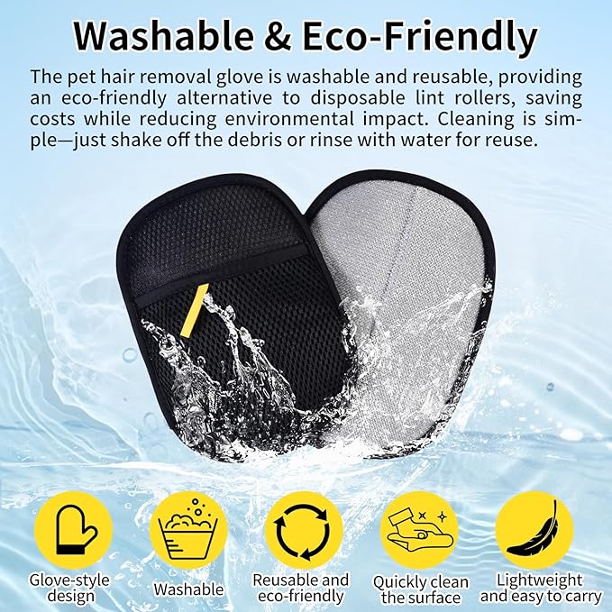 ZQINGRAN Pet Hair Removal Glove for Cats and Dogs,2PCS Large Magic Brush Tool for Pet Hair Remover,Reusable with Bidirectional Bristles,Pet Hair Remover Tool for Clothing,Couch,Carpet,Car Seat