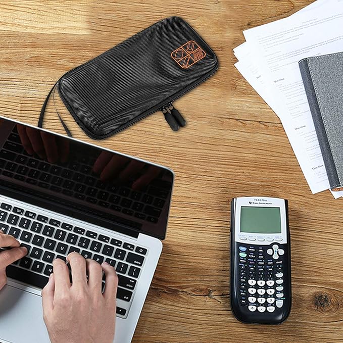 BOVKE Hard Carrying Case for Texas Instruments TI-84 Plus CE/TI-84 Plus/TI-83 Plus CE/TI-83 Plus/Casio fx-9750GIII Graphing Calculator, Extra Pocket for USB Cables, Manual, Pencil, Ruler, Black