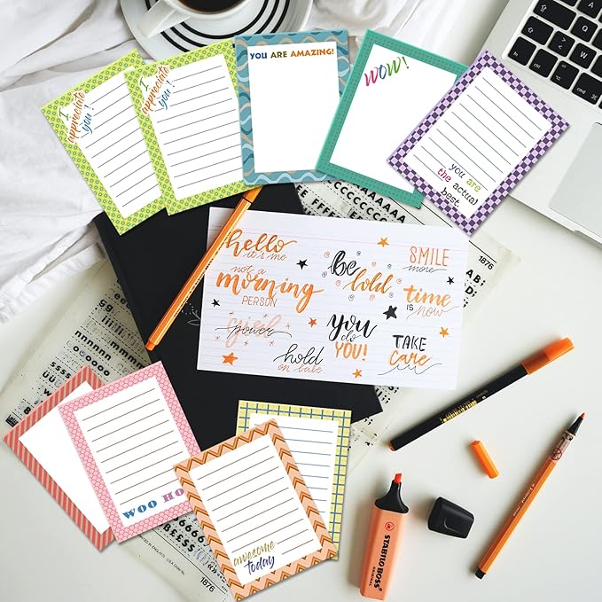 Inspirational Sticky Notes 480 Sheets Motivational Notepads,Appreciation Sticky Note Assortment, Funny Memo Pads Adhesive Memo Pad for Reminder Studying Travel Office Supplies 3 x 4 Inch