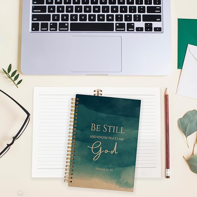 Be Still and Know That I am God Christian Notebook Journal, Christian Gifts for Women, Bible Notebooks for Note Taking, Bible Journaling Notebook, Blue Hardcover Spiral Notebook 5.5x8.3 kraft paper