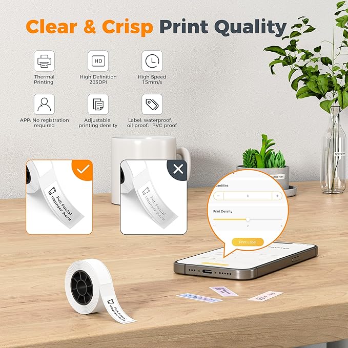 Joysea Portable Label Maker Machine with Tape, Bluetooth Thermal Sticker Maker for Home Kitchen & Office, Gray