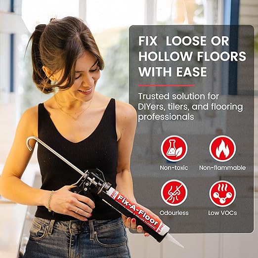 The Original Fix-A-Floor Loose Tile Repair Adhesive - Tile, Porcelain, Ceramic, Marble, Stone & Wood. Custom Tip for All Grout Sizes – 10.1 oz. *for Best Results Use The Proven Power of a Caulk Gun*
