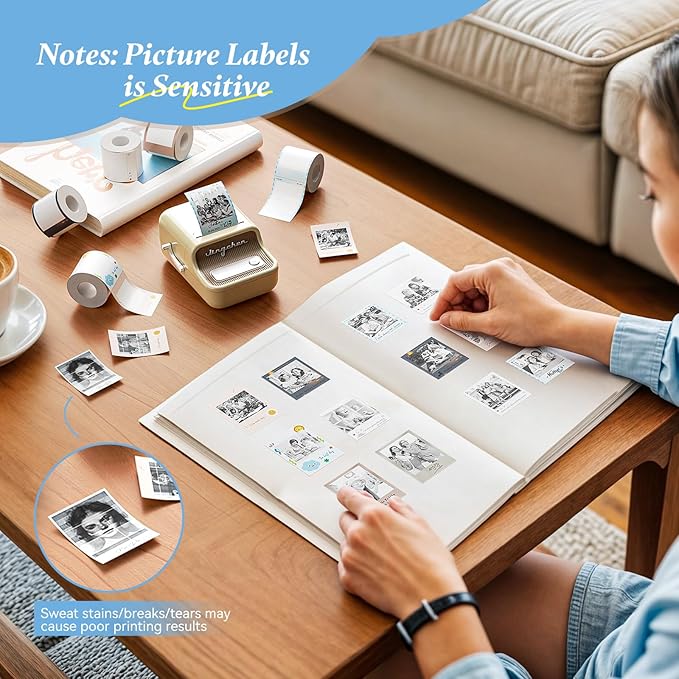 NIIMBOT Photo Papers Only for B21 Pro 300DPI Label Maker, Thermal Picture Labels Good Idea to Print Photos, Beauty Memories, Note,List (2.13''x2.91''-54x74mm)