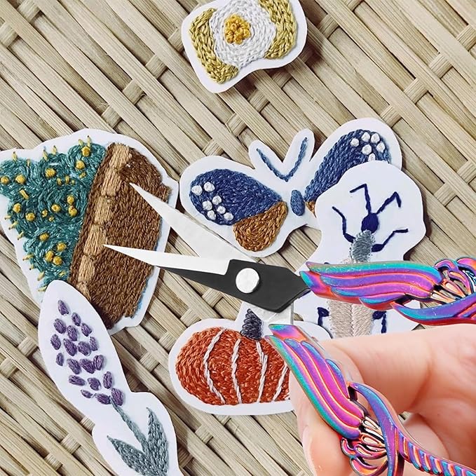 BIHRTC 4.5 Inch Vintage Embroidery Scissors with Artificial Leather Cover Stainless Steel Sharp Pointed Tip Scissors Shears Cross Stitch Sewing Crochet Scissors for Crafting Crochet Sewing