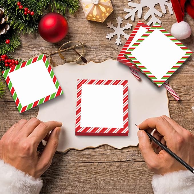 18 Pieces Christmas Sticky Note Christmas Candy Note Pads 900 Pieces of Christmas Notepad Self Adhesive Notebook Removable Memo Pads, 50 Sheets Each for Christmas School Office Home Presents