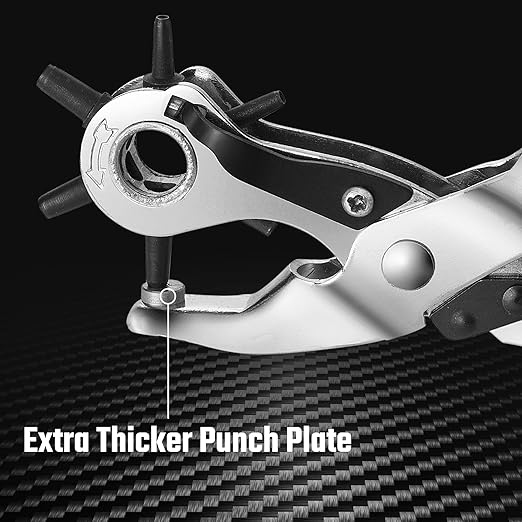 DURATECH Revolving Punch, Leather Hole Punch Tool, 8 Inch, 6 Multi-Hole Size Covers 2mm to 4.5mm, for Belts and Dog Collars, Ideal for DIY Projects