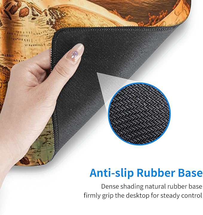 Antique World Map Extended Big Mouse Pad Large,XL Gaming Mouse Pad Desk Pad,31.5x11.8inch Long Computer Keyboard Mouse Mat Mousepad with 3mm Non-Slip Base for Home Office Work