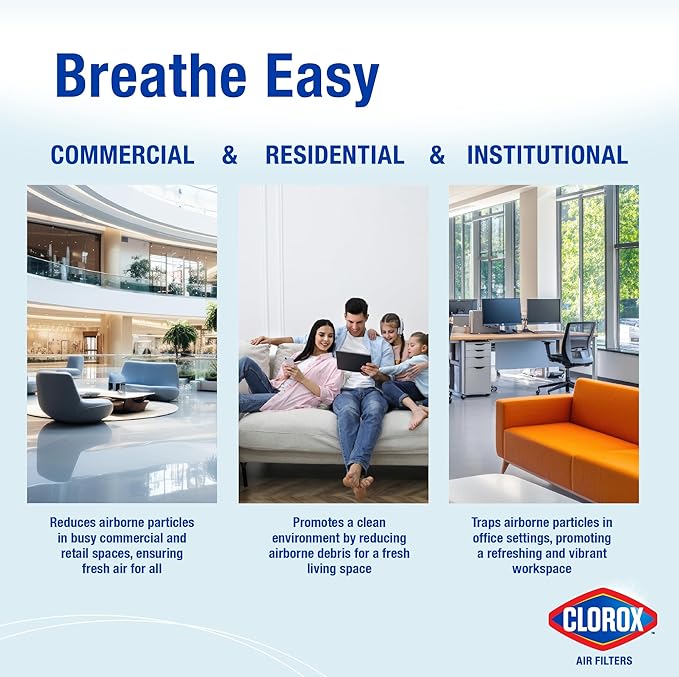 Clorox 14x20x1 Air Filter, MERV 13 Pleated HVAC AC Furnace Air Filters, MPR 1500 & FPR 10 – Pack of 4
