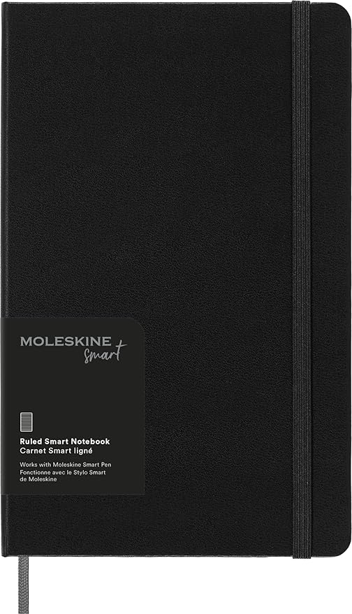 Moleskine Hard Cover Smart Notebook, Ruled/Lined, Large (5 x 8.25) Black