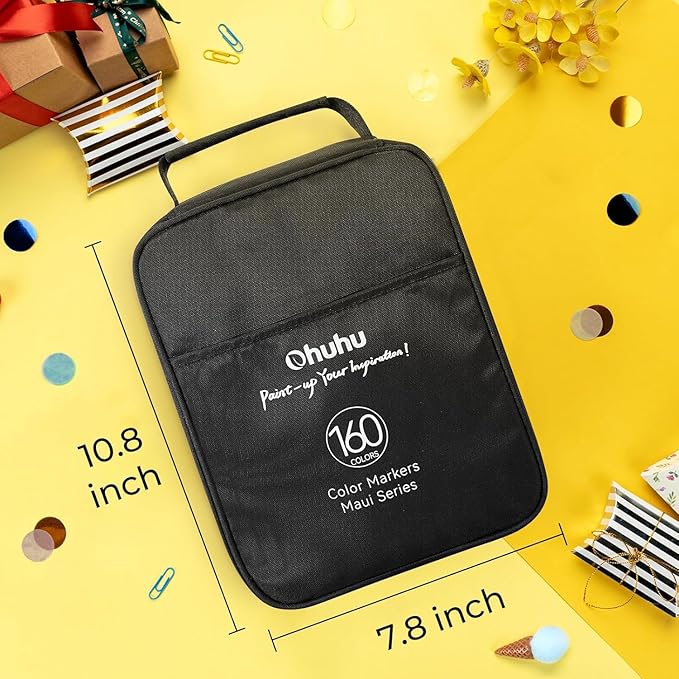 Ohuhu Markers for Adult Coloring Books No Bleeding 160 Colors Water-based Dual Tips Fineliner & Brush Coloring Markers for Kids Adults Beginners Drawing Pens for Journaling Lettering - Maui - White