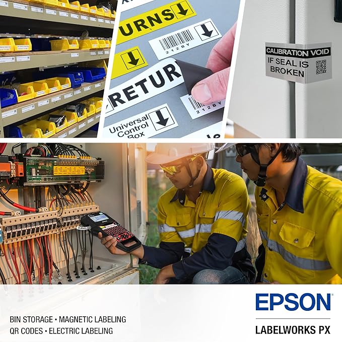 LABELWORKS Epson LW-PX700PCD Industrial Label Maker Kit and 203 Heat Shrink Tube AWG 16-22, 1/8" (3MM) Wide, 8 ft (98") Bundle