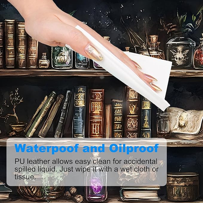 Desk Pad, Black Academia Fantasy Bookshelf Goth Skull XL Gaming Mouse Pad with Stitched Edges,Non-Slip Waterproof Rubber Base Large Desk Mat for Keyboard and Mouse 31.5"x11.8"