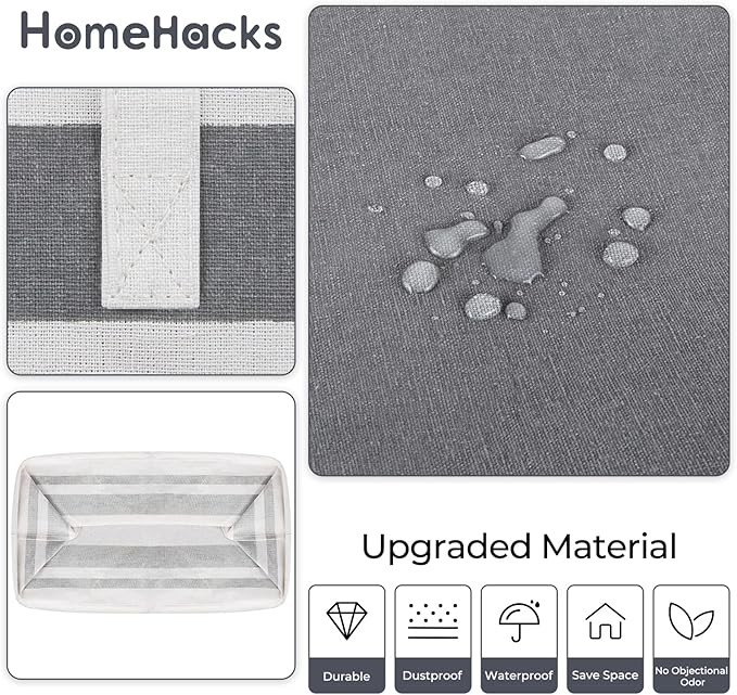 HomeHacks 3-Pack Large Laundry Basket, Waterproof, Freestanding Laundry Hamper, Collapsible Tall Clothes Hamper with Extended Handles for Clothes Toys in the Dorm and Family-(Gradient Grey, 100L)