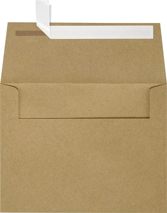 LUXPaper A7 Invitation Envelopes for 5x7 Cards | Peel & Press | 5 1/4" x 7 1/4" | Grocery Bag Brown | 70lb. Text | 50 Qty.
