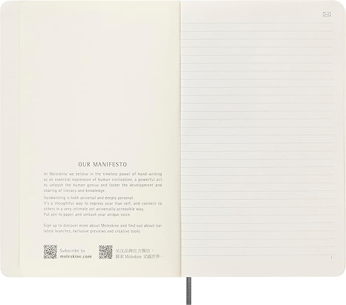 Moleskine Smart Notebook, Large, Ruled, Black, Soft Cover (5 x 8.25)