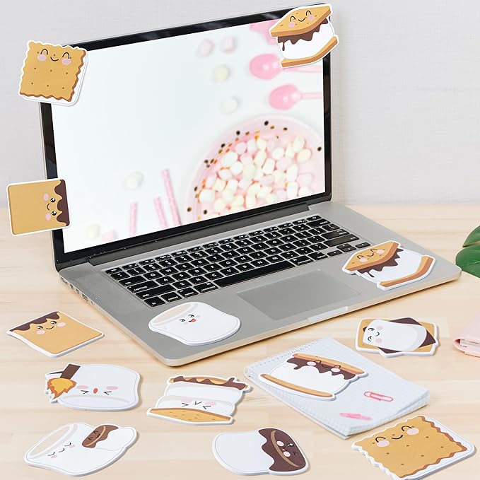 CJiangpo 60Pcs Marshmallow Sticky Notes Cute Cartoon Sticky Note Pads, 1200 Sheets Self Stick Notepad Memo Pads Funny Page Marker Classroom Rewards Camping Themed Gift