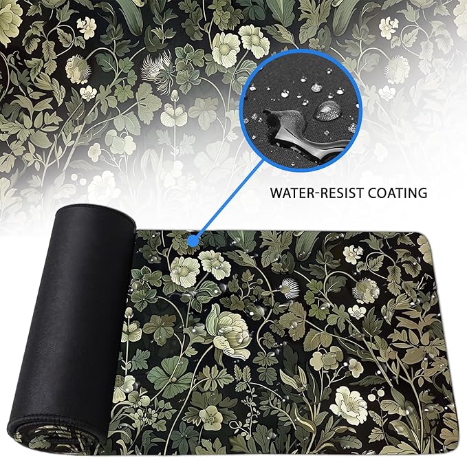 Gaming Mouse Pad Extra Large, GreenPlant Mousepad with Non-Slip Base Stitched Edges, Gifts for Men Women GreenPlant Lovers, Large Desk Mat for Computer Keyboard and Mouse 15.7”x 35.4”XXL