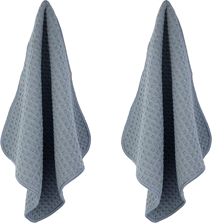 POLYTE Ultra Premium Microfiber Kitchen Dish Cloth Waffle Weave, 8 Pack (12x12 in, Gray)
