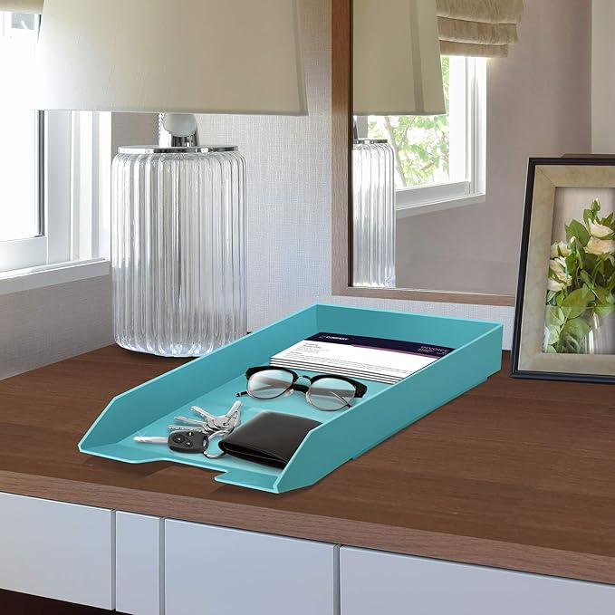 Acrimet Stackable Letter Tray Front Load, Letter Size, Plastic, Solid Green Color, 1 Unit