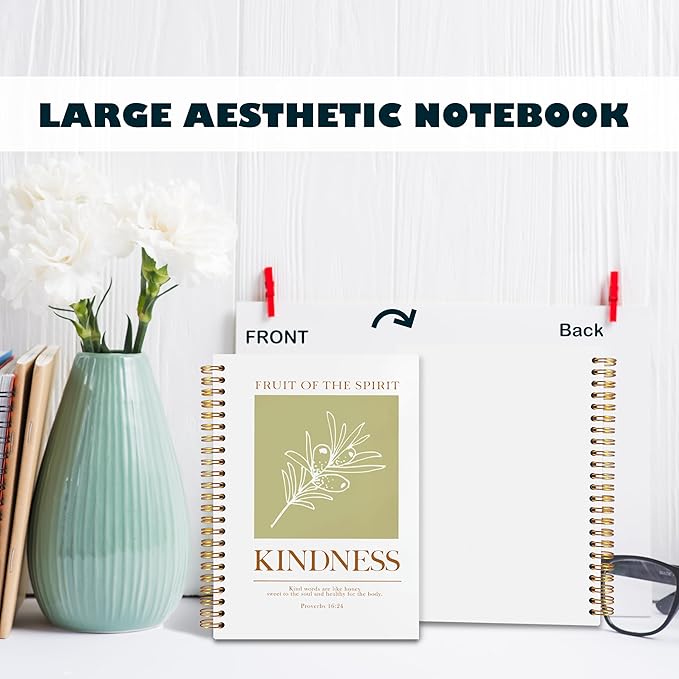 BearCake Bible Notebooks for Note Taking,Bible Journaling Notebook,Christian Notebook Journal,Fruit of the Spirit Kindness Christian Gifts for Women，Spiral Notebook 5.5x8.3