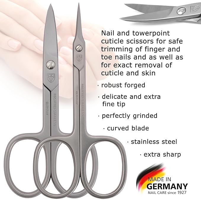 3 Swords Germany - Nail scissors and EXTRA fine Cuticle scissors - MEGASET - stainless steel, extra sharp - Made in Germany