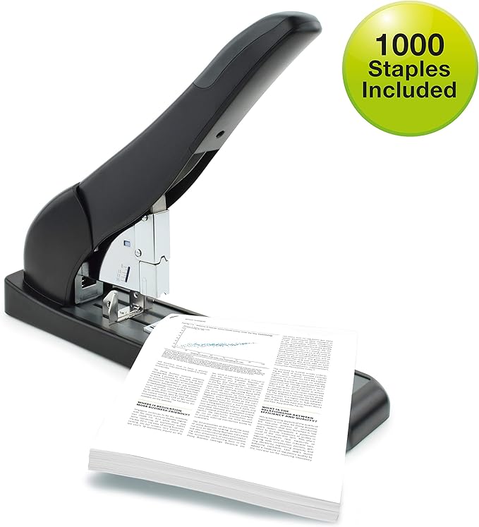 Rapesco 1551 ECO Extra Heavy-Duty Stapler with 1000 Staples Type 923/15mm Heavy-Duty Staples (9/16"), 210 Sheets Capacity, Front Loading, HD-210, Uses Type 923 HD-Staples from 3/8" to 15/16", Black