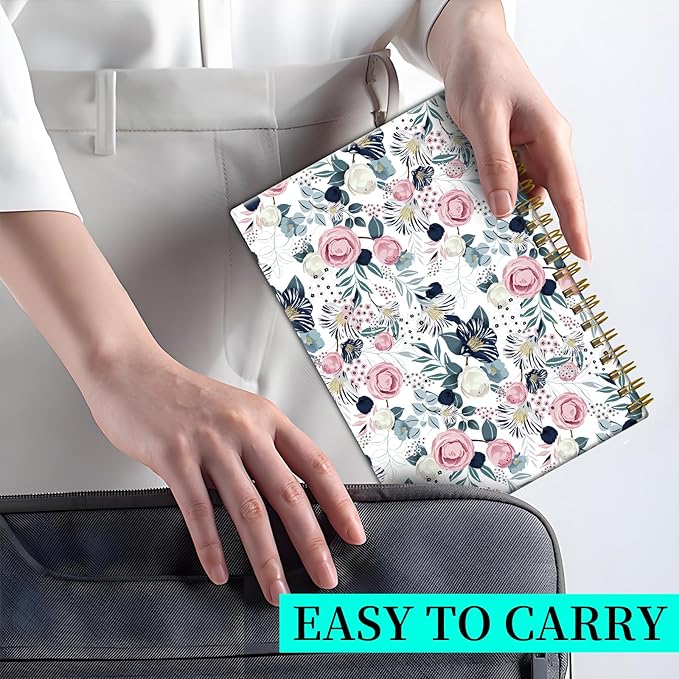 Spiral Notebook Journal for Women Men, A5 Hardcover Journal, 120 Pages Thick Paper, College Ruled Writing Notebook for School, Work & Office 8.3'' × 5.9''(Watercolor Rose Floral)