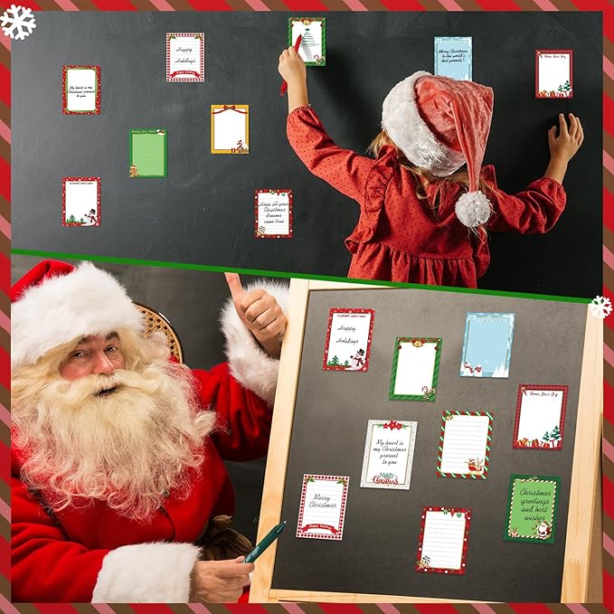 36 Pcs Christmas Sticky Notes with Pen and Ribbon Winter Theme Notepads Santa Snowman Gingerbread Christmas Self Adhesive Memo Pads for Xmas Holiday School Office Home Supplies