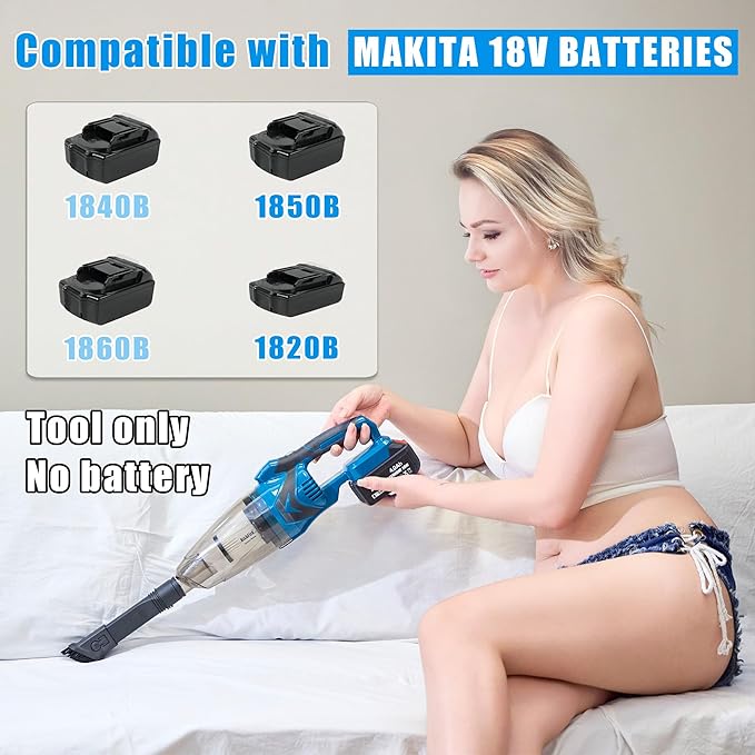 RichFire Cordless Vacuum Cleaner Compatible with Makita Battery,Wireless Handheld Vacuum Cleaner for Home, Boat, Workshop, Pet Hair, Furniture Cleaning(Tool Only No Battery)