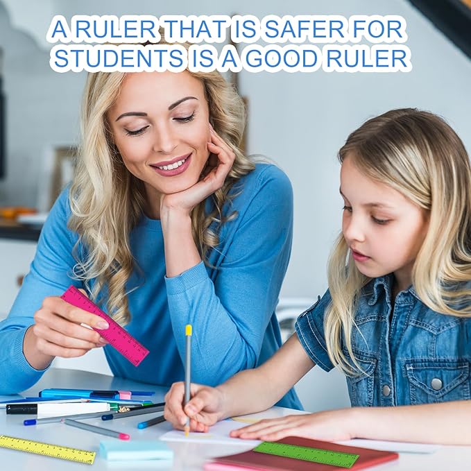 6 Inch Ruler 6Pcs Clear Plastic Ruler for School Office Home Straight Edge Rulers with Centimeters and Inches for Kids Drawing Students Adults Colored for Classroom